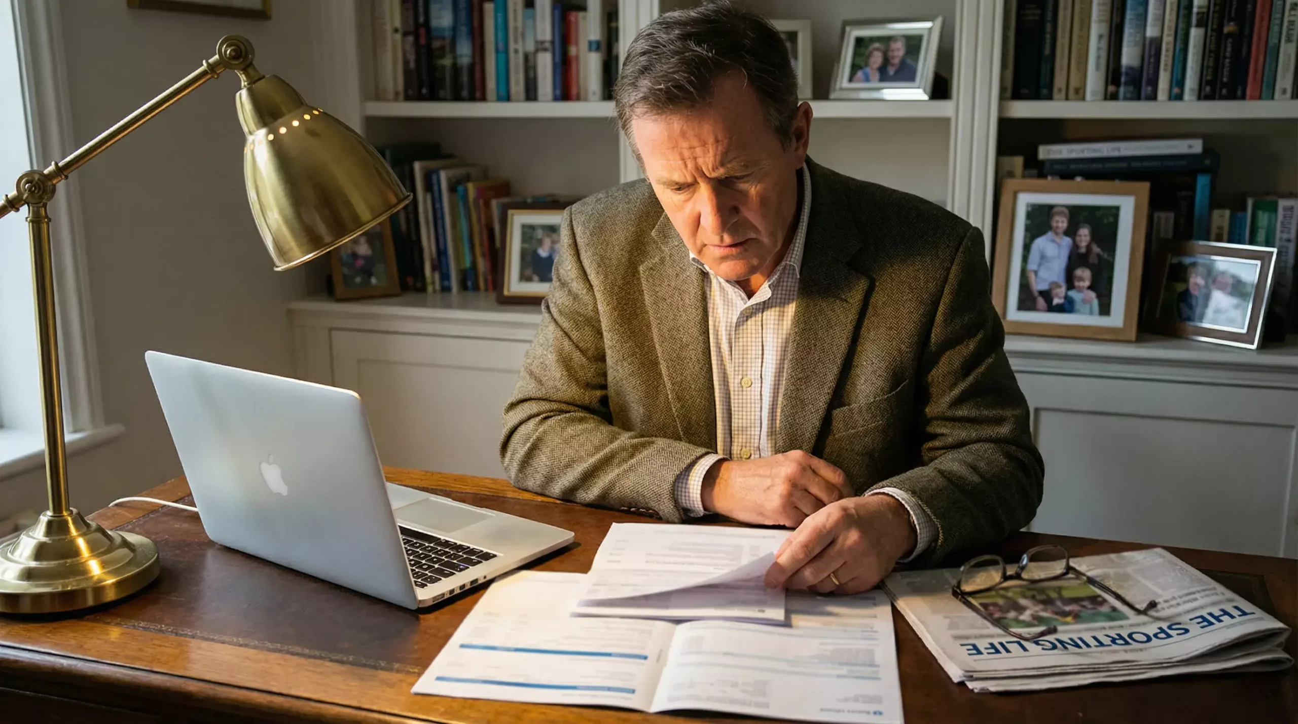 UK punter with documents at betting shop showing affordability verification