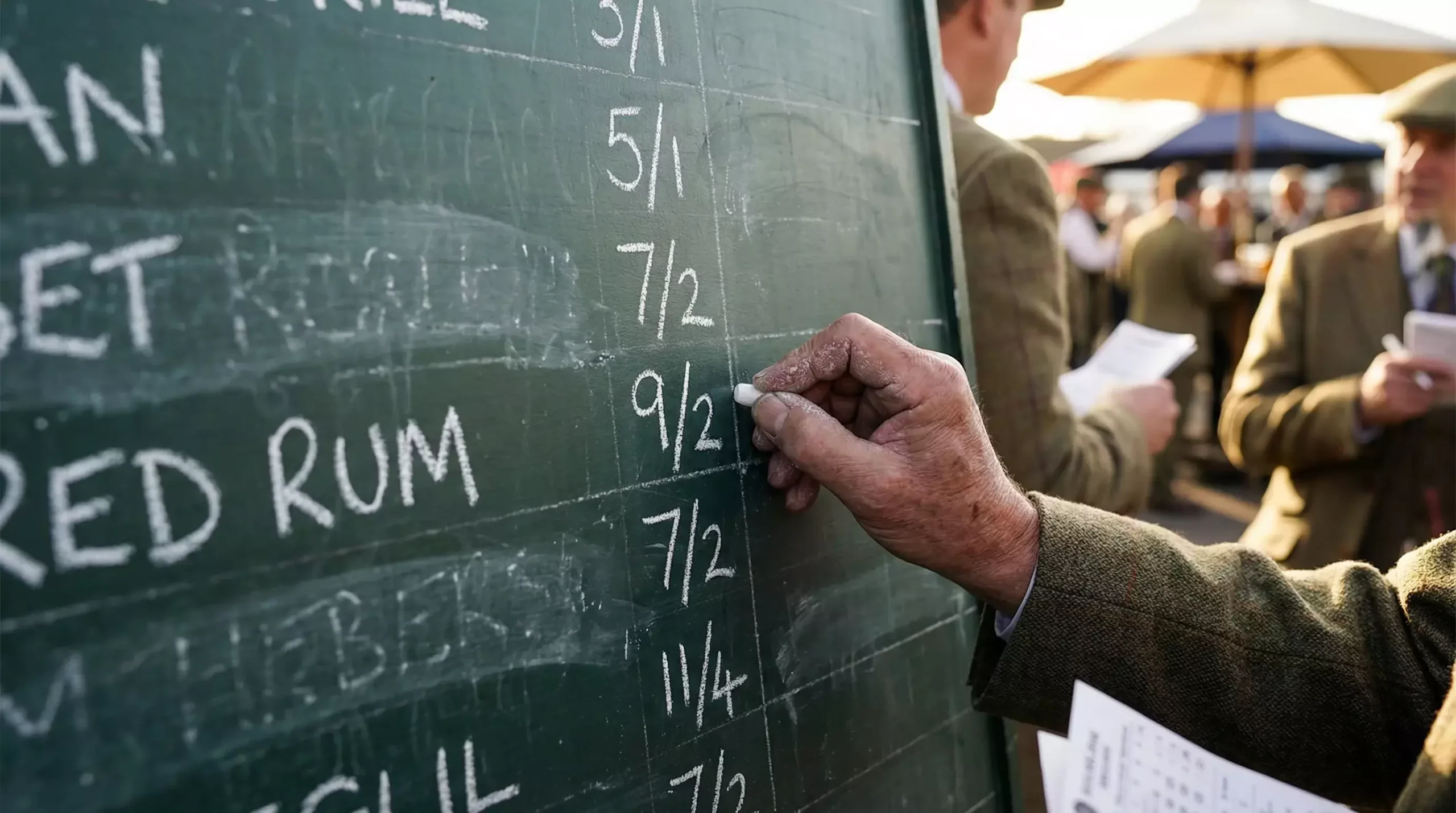 Bookmaker odds board showing fractional and decimal price formats