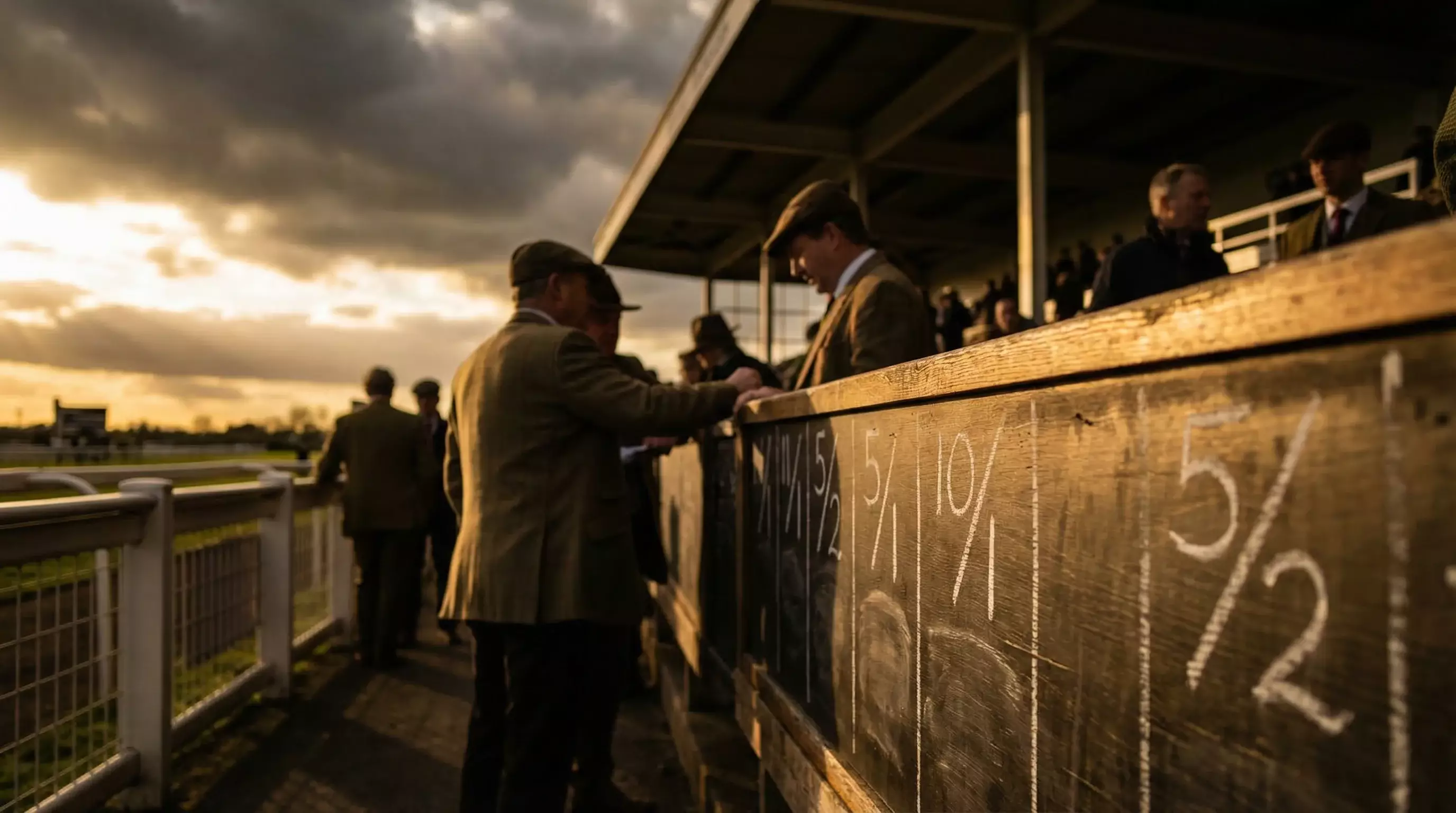 Horse racing starting price guide showing the atmosphere of a UK betting ring at the off