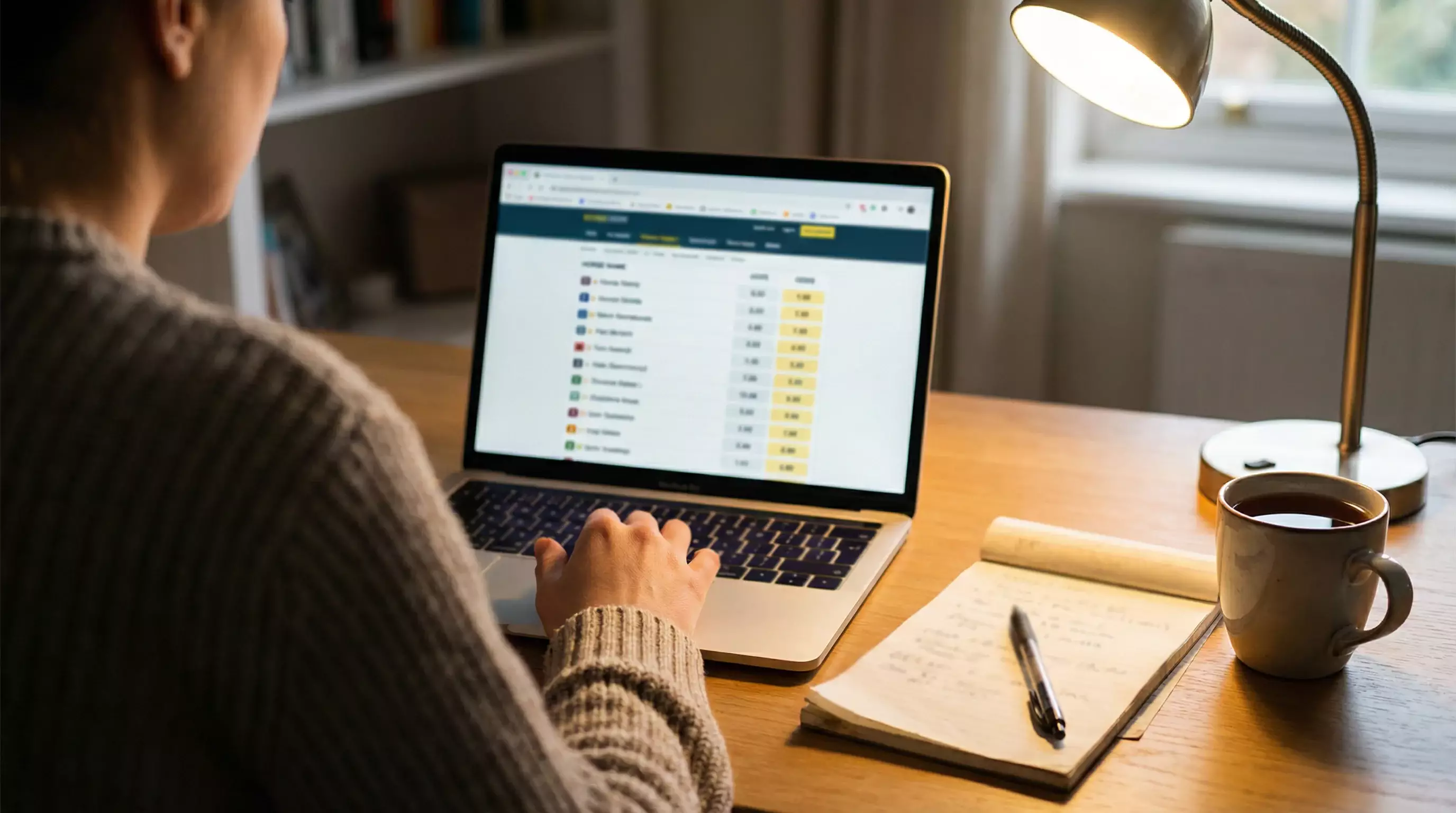 Punter comparing traditional SP odds with Betfair exchange BSP on a laptop screen